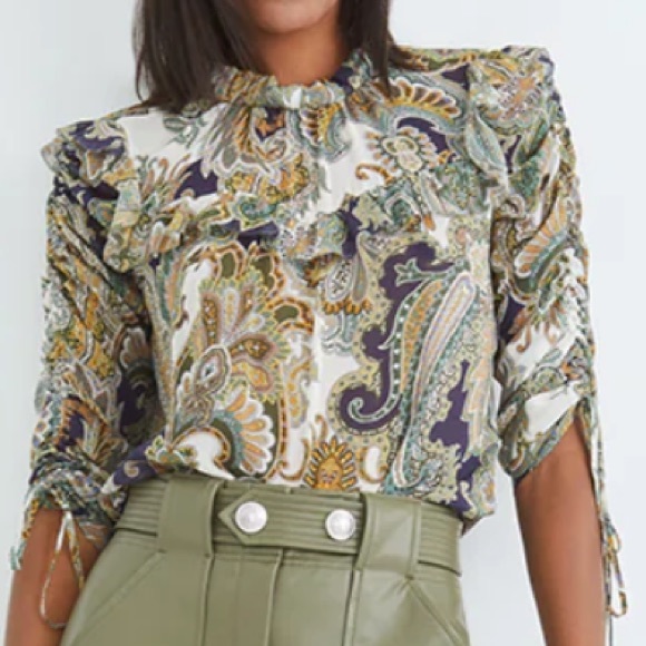 NWT VERONICA BEARD HOWELL BLOUSE ARMY MULTI - Picture 7 of 16